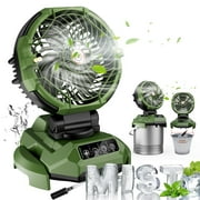 Veubew Portable Misting Fan - 10-inch Outdoor Fans for Patios/Camping, 30000mAh USB Rechargeable Battery Powered Floor Cooling Fan with 4 Strong Winds, 4 Spray Mister